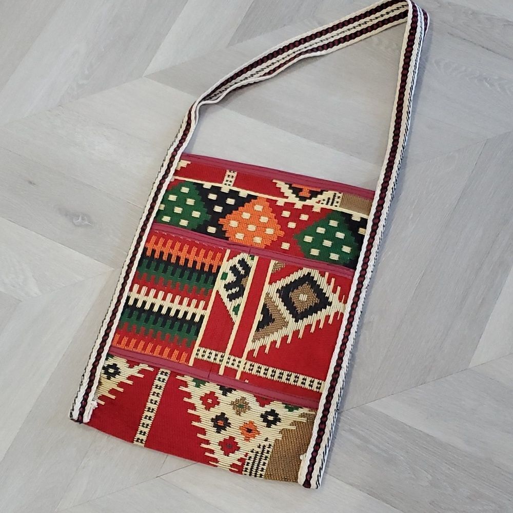 New Boho Aztec Southwestern Ethnic Weave Colorful Multicolor Large Shoulder Bag - Picture 4 of 10